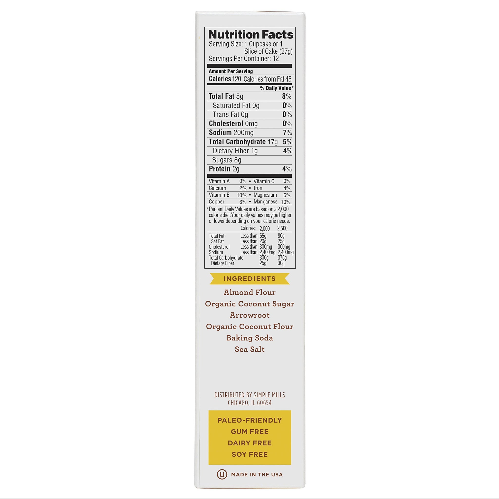 Simple Mills Almond Flour Baking Mix, Vanilla Cupcake & Cake Mix - Gluten Free, Plant Based, Paleo Friendly, 11.5 Ounce (Pack of 1)