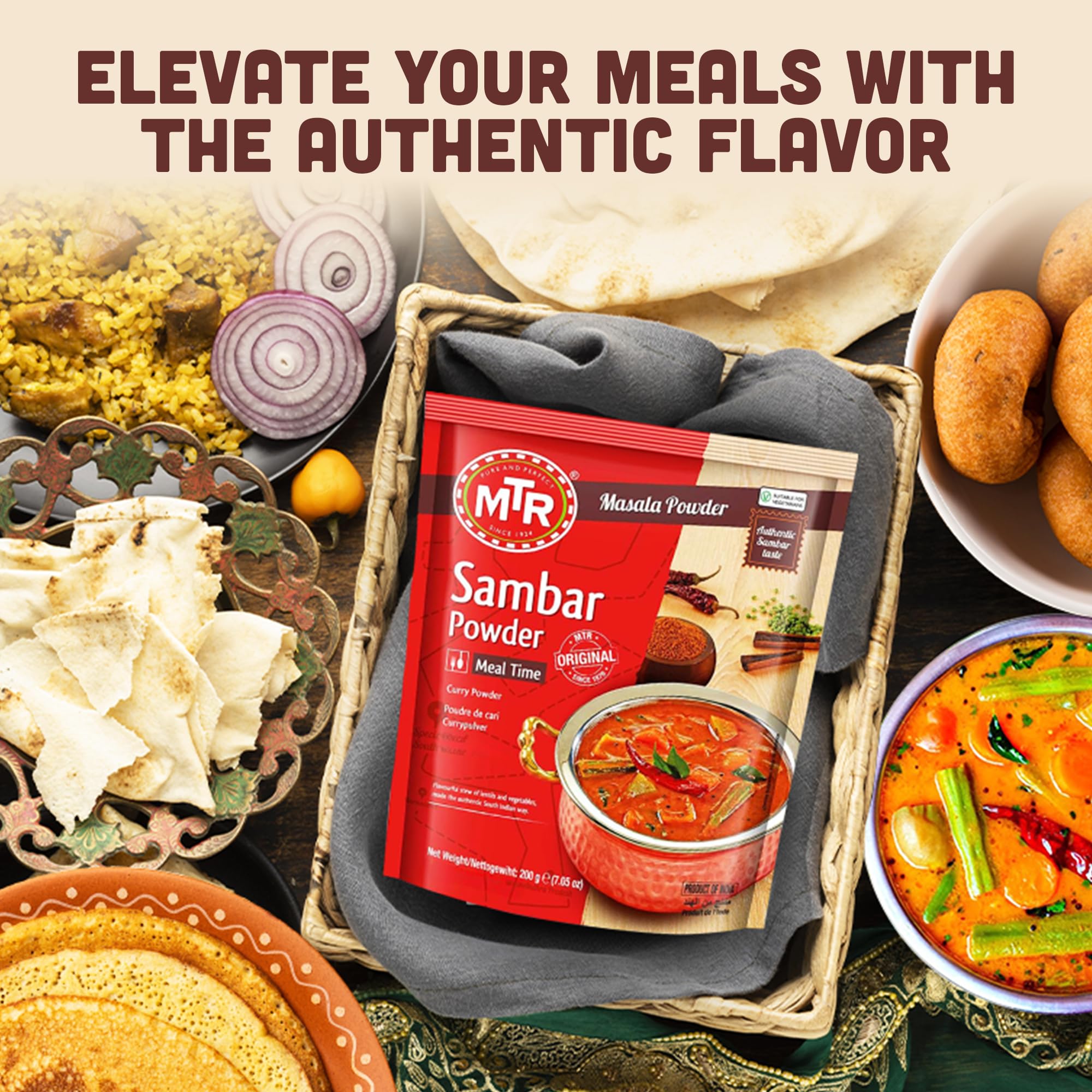 MTR Indian Spices Masala Sambar Powder - Indian Curry, Sambar Broth, 6 Pack