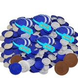 The Dreidel Company 12-Pack Blue & Silver Hanukkah Mesh Bags Milk Chocolate Coins, Hanukkah Design Gelt, Non GMO, Kosher Certified OU-D