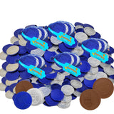 The Dreidel Company 12-Pack Blue & Silver Hanukkah Mesh Bags Milk Chocolate Coins, Hanukkah Design Gelt, Non GMO, Kosher Certified OU-D