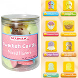 Bubs Swedish Candy Mix 8.5 OZ - Assorted Sour & Sweet Chewy Gummy & Foam Candies from Sweden - Big Skulls, Ovals, Pacifiers with Tropical, Strawberry