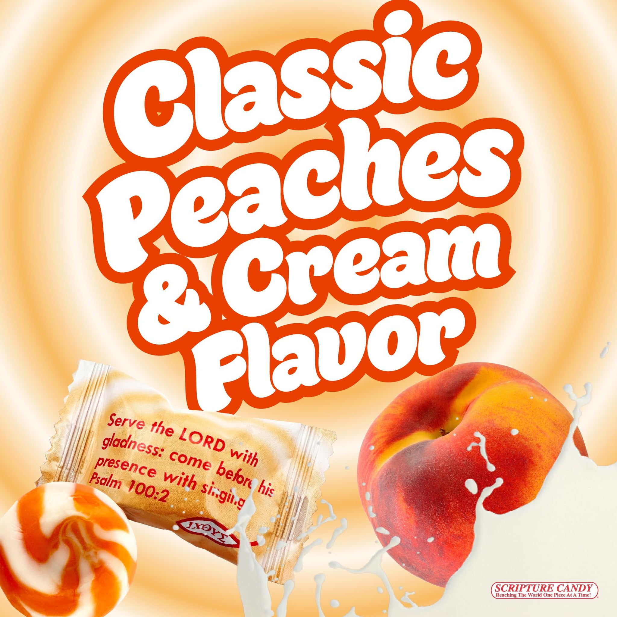Scripture Candy, Peaches & Cream Hard Candy 5.5oz Bag, 25 Pieces