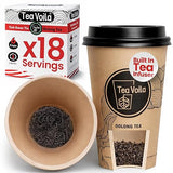 TeaVoila Instant Brew Tea in A Cup - Organic Loose Leaf Oolong Tea - Tea Infuser Built In Biocompostable 6 Cups, Each Refillable 3x, 18 Servings in
