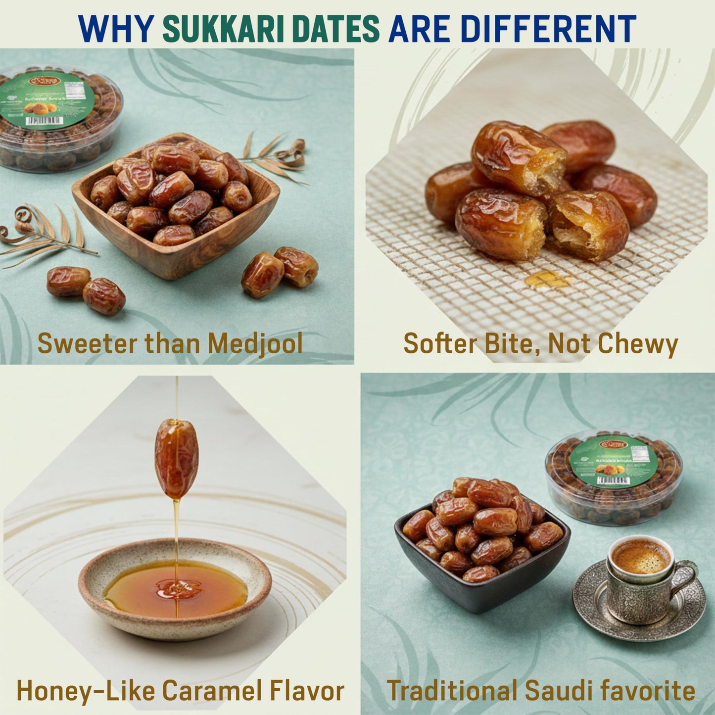 Sahara Gold Sukkari Dates | Gluten-Free & Non GMO | Naturally Very Sweet & Soft Texture | Sukkari Rotab Dates | Saudi Grown | High Fiber Dried Fruit