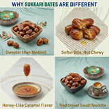 Sahara Gold Sukkari Dates | Gluten-Free & Non GMO | Naturally Very Sweet & Soft Texture | Sukkari Rotab Dates | Saudi Grown | High Fiber Dried Fruit