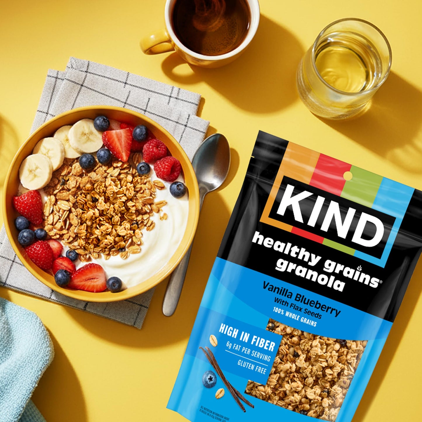 Kind Healthy Grains Granola, Vanilla Blueberry Clusters with Flax Seeds, Gluten Free, Healthy Snack Mix, 6g Protein, 11oz, 3 Count