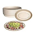 32oz Oval Disposable Compostable Paper Burrito Bowls Heavy-Duty, Eco-Friendly Oval Bowls Natural Bagasse Unbleached, Heat Resistant, 100%
