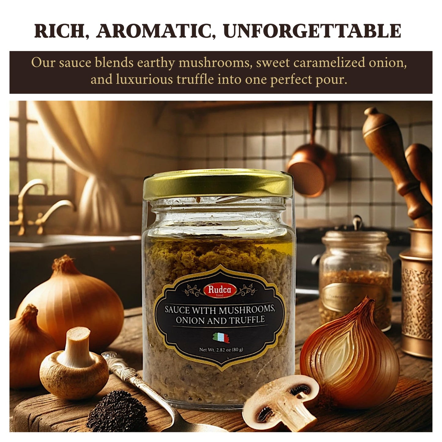 Rudca Food Italian Gourmet Truffle Sauces & Spreads - 100% Natural Truffle Condiment for Pasta, Risotto, Meats & Bruschetta - Authentic Italian Taste