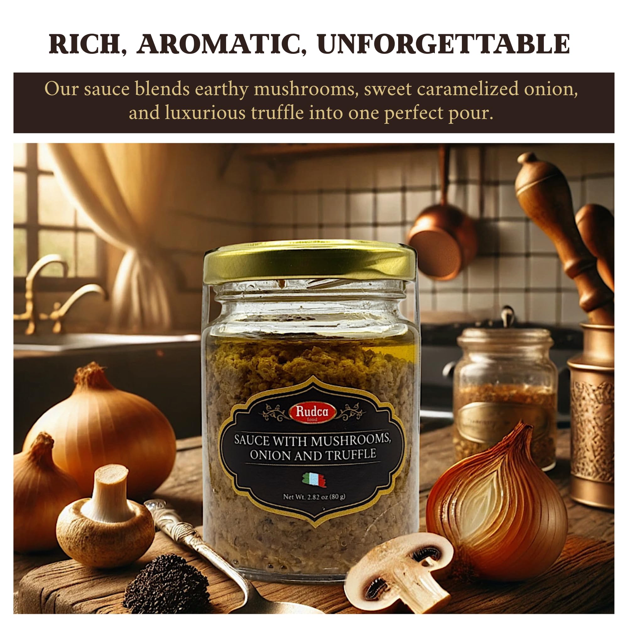Rudca Food Italian Gourmet Truffle Sauces & Spreads - 100% Natural Truffle Condiment for Pasta, Risotto, Meats & Bruschetta - Authentic Italian Taste