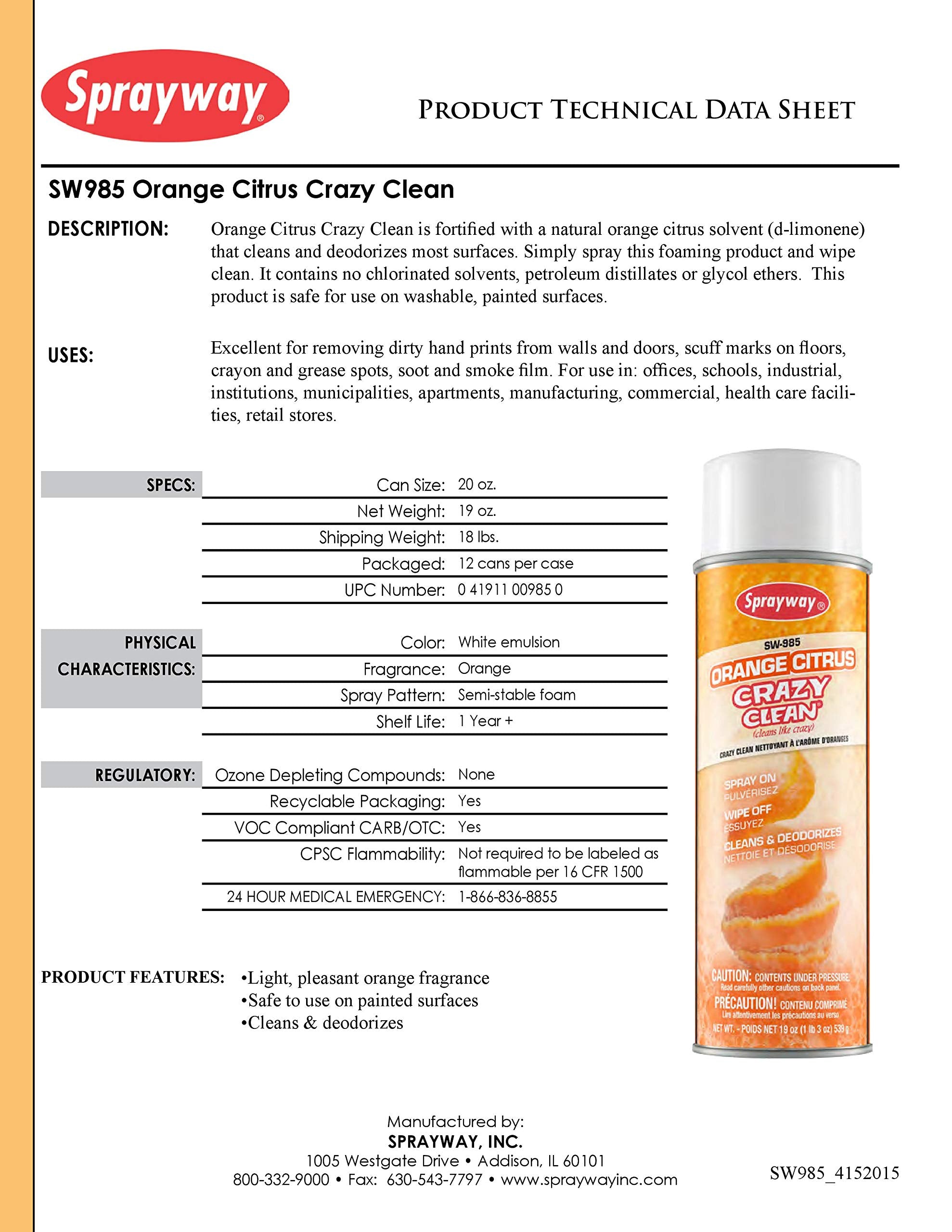 Sprayway SW985 Orange Citrus Crazy Clean, 19oz (985)
