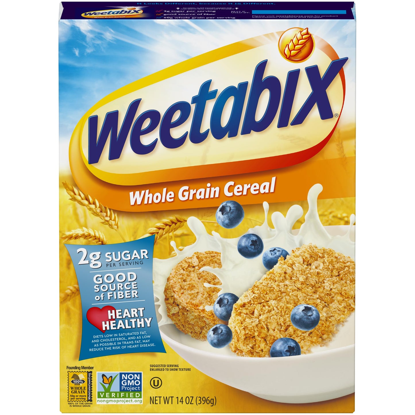 Weetabix Biscuits Whole Grain Cereal, Good Source of Fiber, Low in Fat, Heart Healthy, Vegan, Breakfast or Snack, 14 oz
