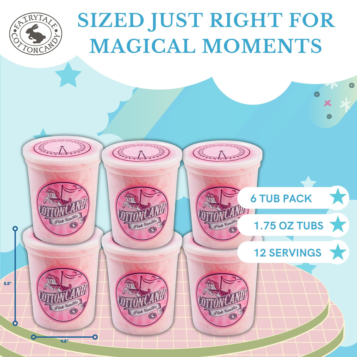 CHOCOLATE STORYBOOK Cotton Candy - Unique Idea for Holidays, Birthdays, Gag Gifts, Party Favors (Classic Pink, 1.75 oz each, 6-Pack)
