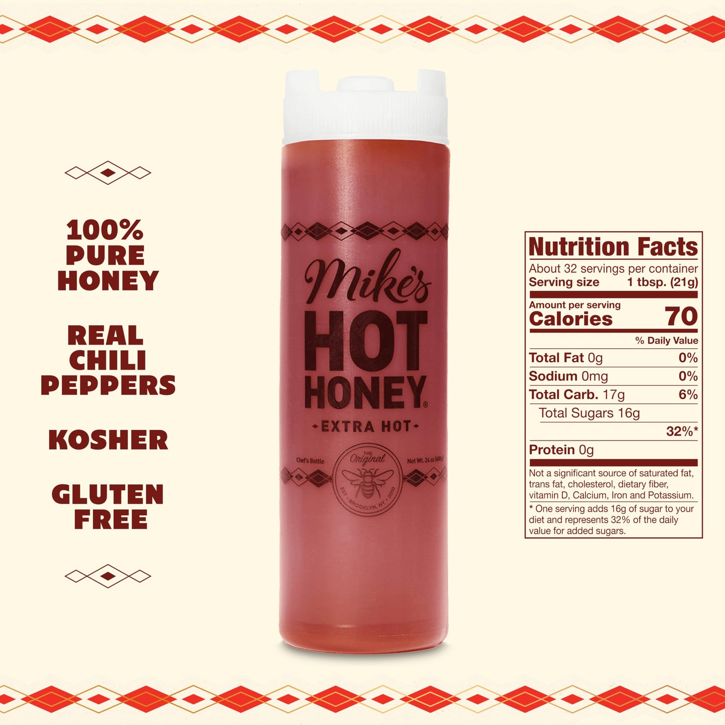 Mike's Hot Honey, Extra Hot, America's #1 Brand of Hot Honey, Spicy Honey Infused with Chili Peppers, Gluten-Free, Paleo-Friendly, Sweet Heat, Perfect