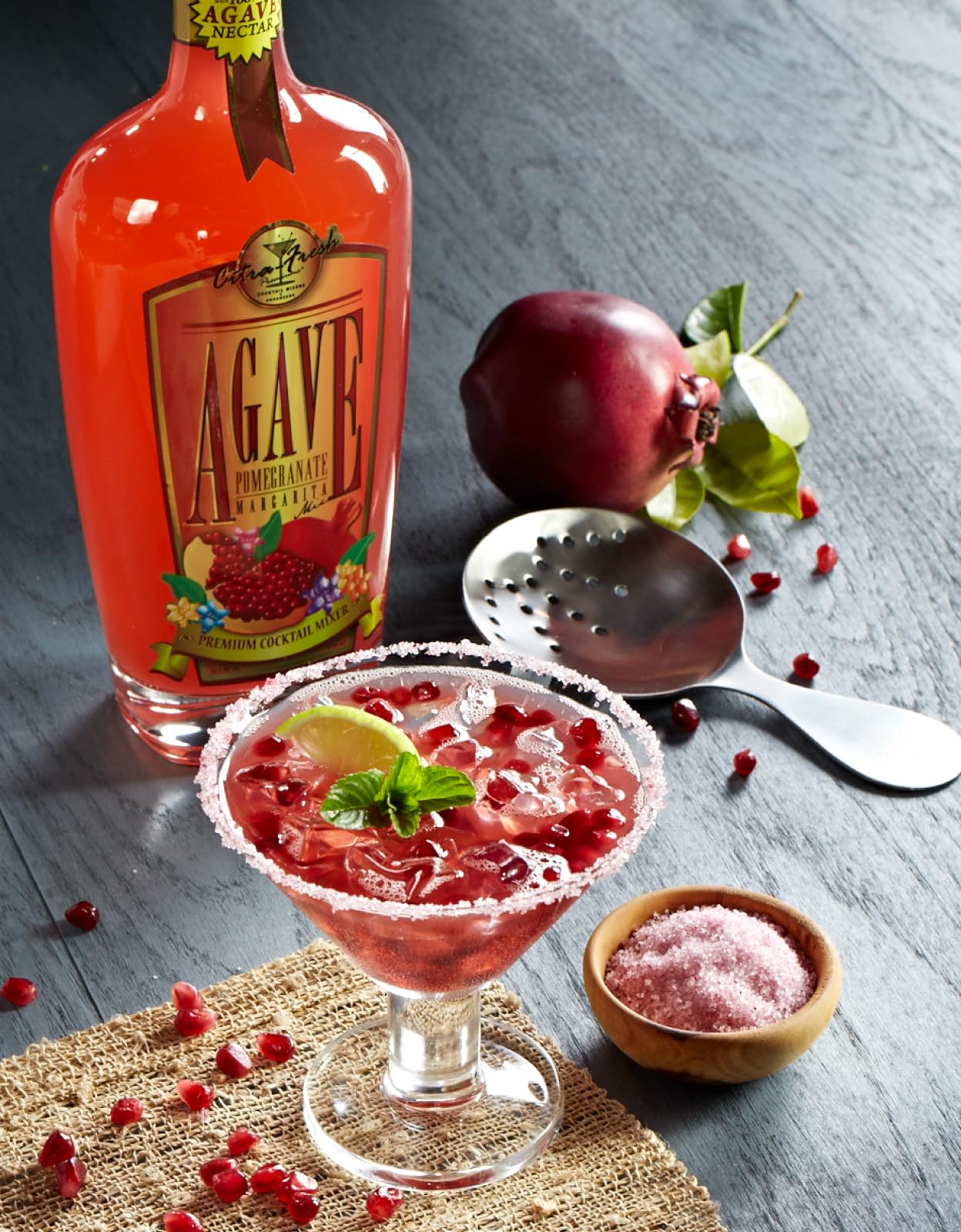 Premium Agave Pomegranate Margarita Mix (750 ml Glass Bottle)