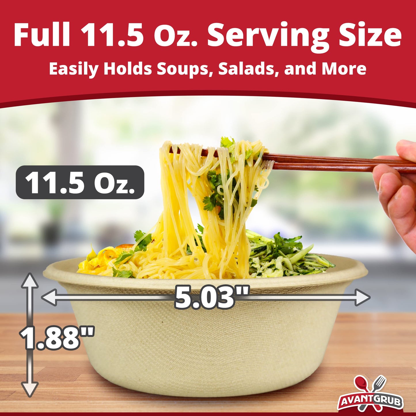 Leak-Proof, Compostable 11.5 oz Bowls 100 Pack. Sturdy, Plant-Based, Microwave Safe Sugarcane Containers for Soups, Salads, Desserts. BPA-Free