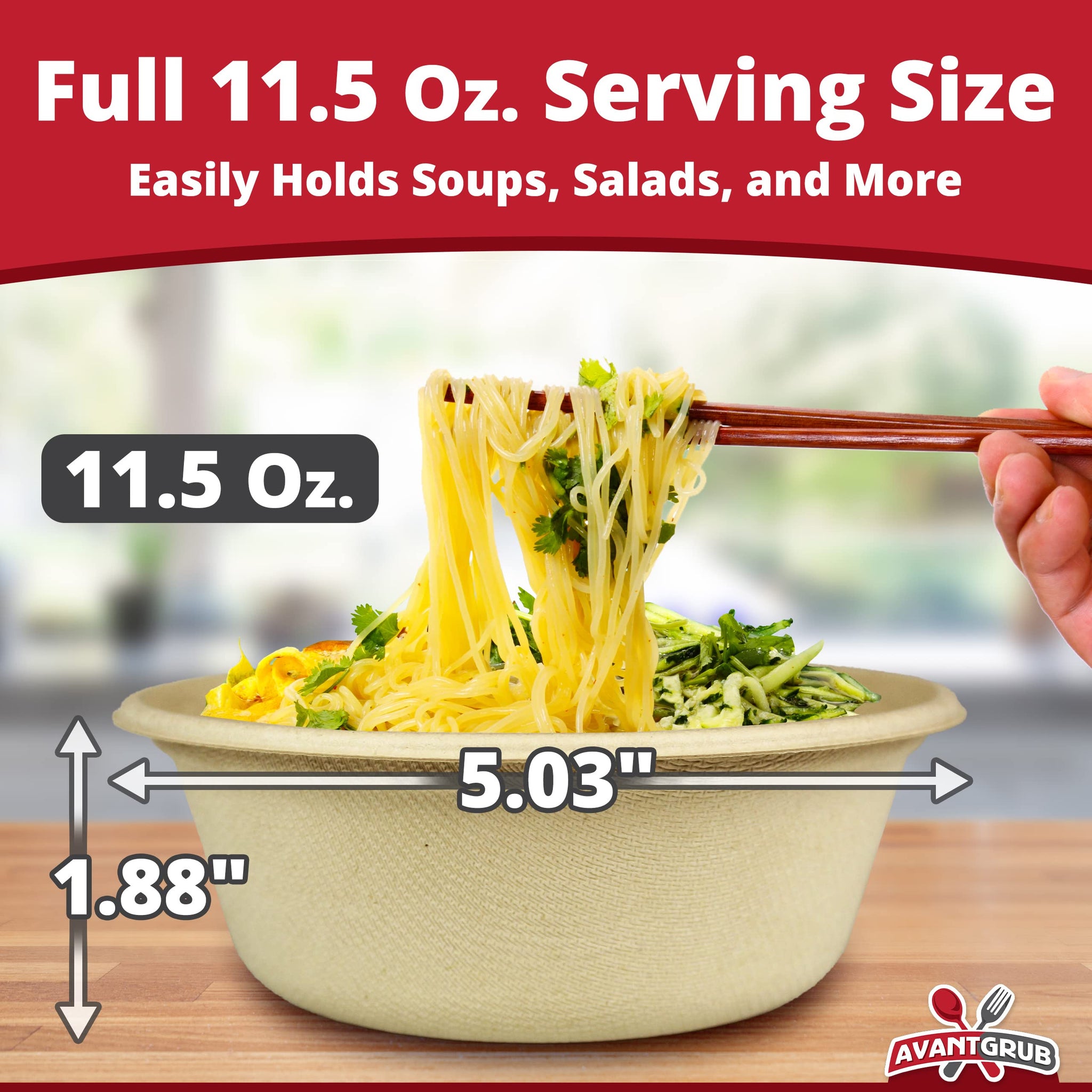 Leak-Proof, Compostable 11.5 oz Bowls 100 Pack. Sturdy, Plant-Based, Microwave Safe Sugarcane Containers for Soups, Salads, Desserts. BPA-Free