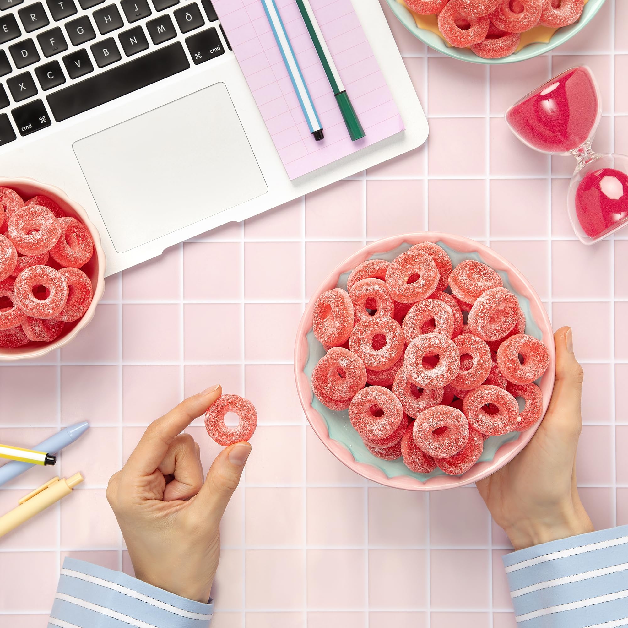 Kervan Candy Bebeto Watermelon Rings - Fruity, Soft, Sweet & Sour Gummy Candy Bulk for Kids, Gift Snacks and Parties - Watermelon Ring Gummies Big