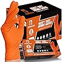 MEDPRAYER Industrial Orange Nitrile Gloves - Disposable Rubber Gloves 8 Mil - Raised Diamond Texture, Latex & Powder Free - Size Small, Pack of 100