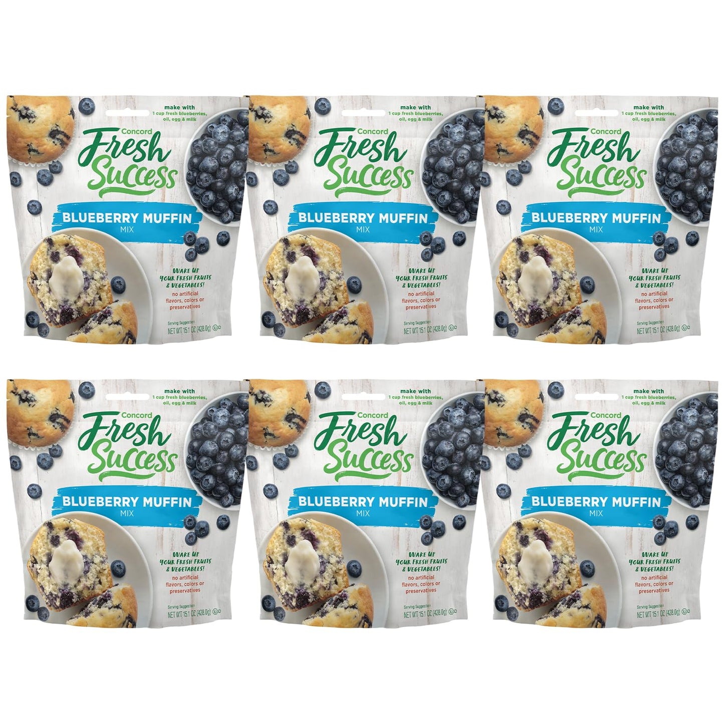 Concord BLUEBERRY Muffin Mix - 6 (SIX) 15oz Boxes