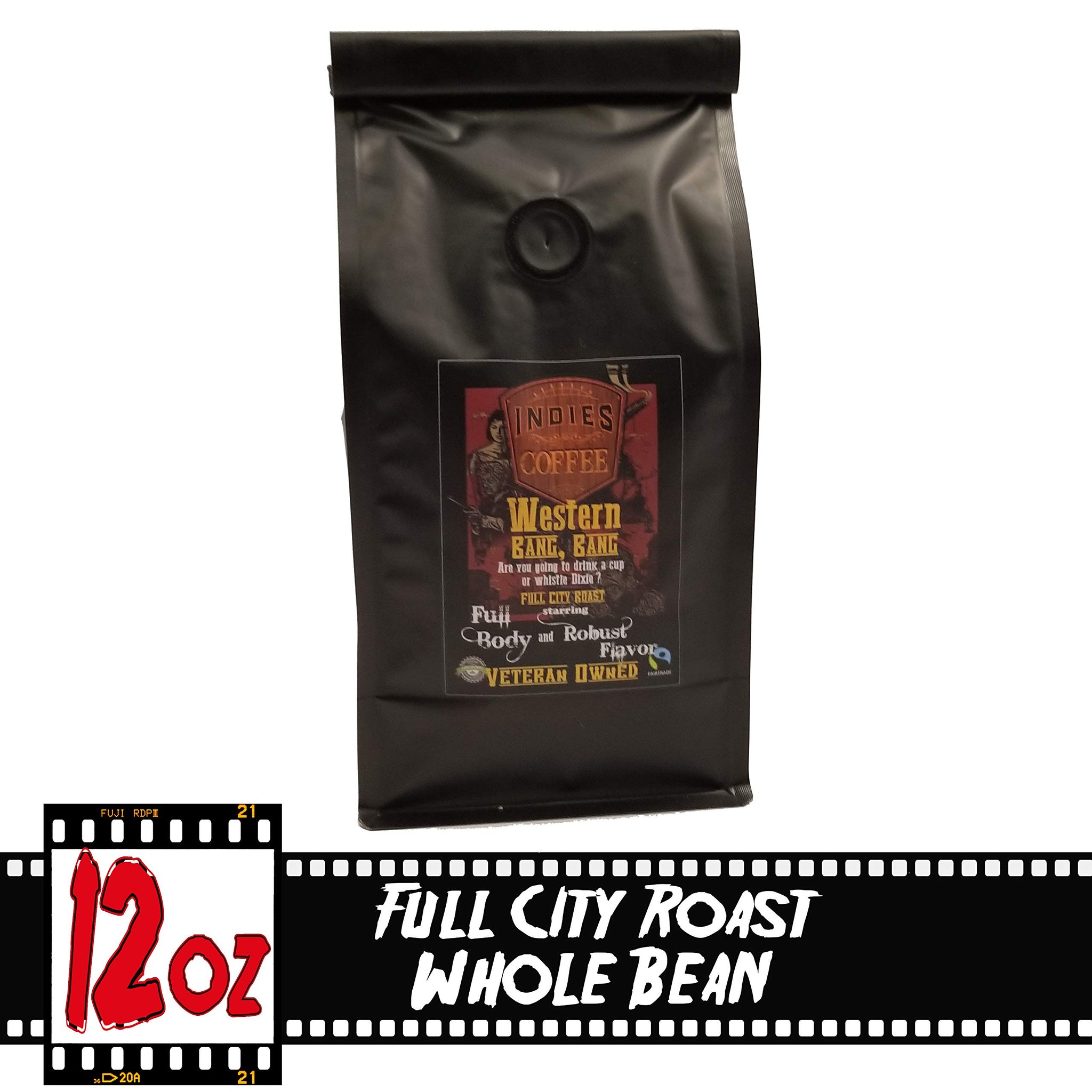 Western Bang, Bang Full-City Roast Organic Coffee by Indies Coffee | 12 ounce Whole Bean VETERAN OWNED