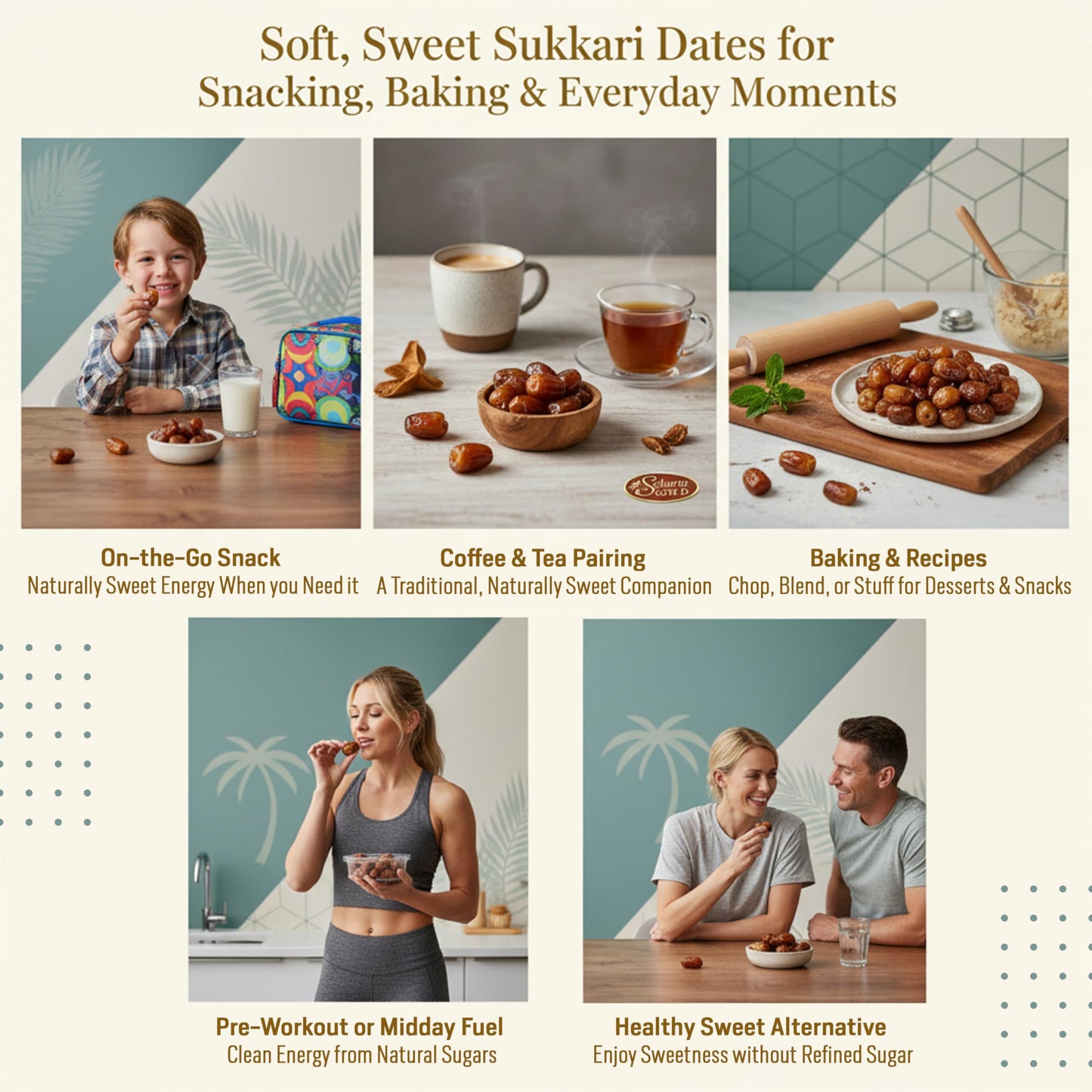 Sahara Gold Sukkari Dates | Gluten-Free & Non GMO | Naturally Very Sweet & Soft Texture | Sukkari Rotab Dates | Saudi Grown | High Fiber Dried Fruit