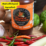Southeast Spice Ginger Sriracha Hot Sauce - organic ginger garlic sauce for salad steak bbq seafood dumpling shrimp cocktail avocado toast. Spicy