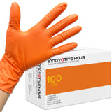 INNOVATIVE HAUS Heavy Duty Nitrile Gloves. Orange 8 Mil. Shop Gloves Mechanic Disposable. Mechanic Rubber Gloves Disposable. Large. Pack of 100