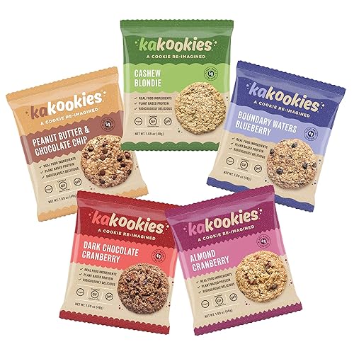 Kakookies A Cookie Re-Imagined, Sampler Pack (Box of 5 Cookies), Soft-Baked, Plant-Based, Dairy Free, Gluten Free, Vegan