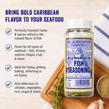 Blue Mountain Country Jamaican Fish Seasoning, 6 Oz - Authentic Caribbean Seafood Spice Blend for Fish, Shrimp, Salmon, Tilapia, Frying, Grilling