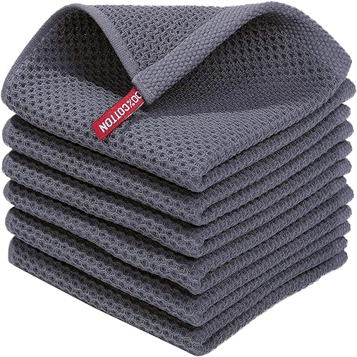 VREOVOR 6pcs Waffle Cotton Absorbent Rags Household Dishcloths Honeycomb Kitchen Square Towels Kitchen Hand (B)
