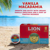 Lion Coffee Vanilla Macadamia Flavored Medium Roast Coffee Pods - Single-Serve Pods - Hawaiian Inspired Flavor - Arabica Coffee - Compatible