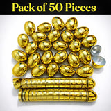 GiftExpress Gold Easter Eggs - 50 Piece Bulk 2.3" x 1.75" Golden Metallic Plastic Eggs Hinged - Adult & Kid Party Toys for Gift Easter Baskets or Egg