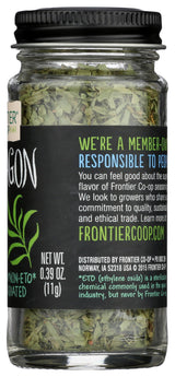 Frontier Co-op Tarragon Leaf, 0.39 Ounce Bottle, Cut & Sifted, Warm Flavor for Sauces, Salads, Dressings, Eggs and More