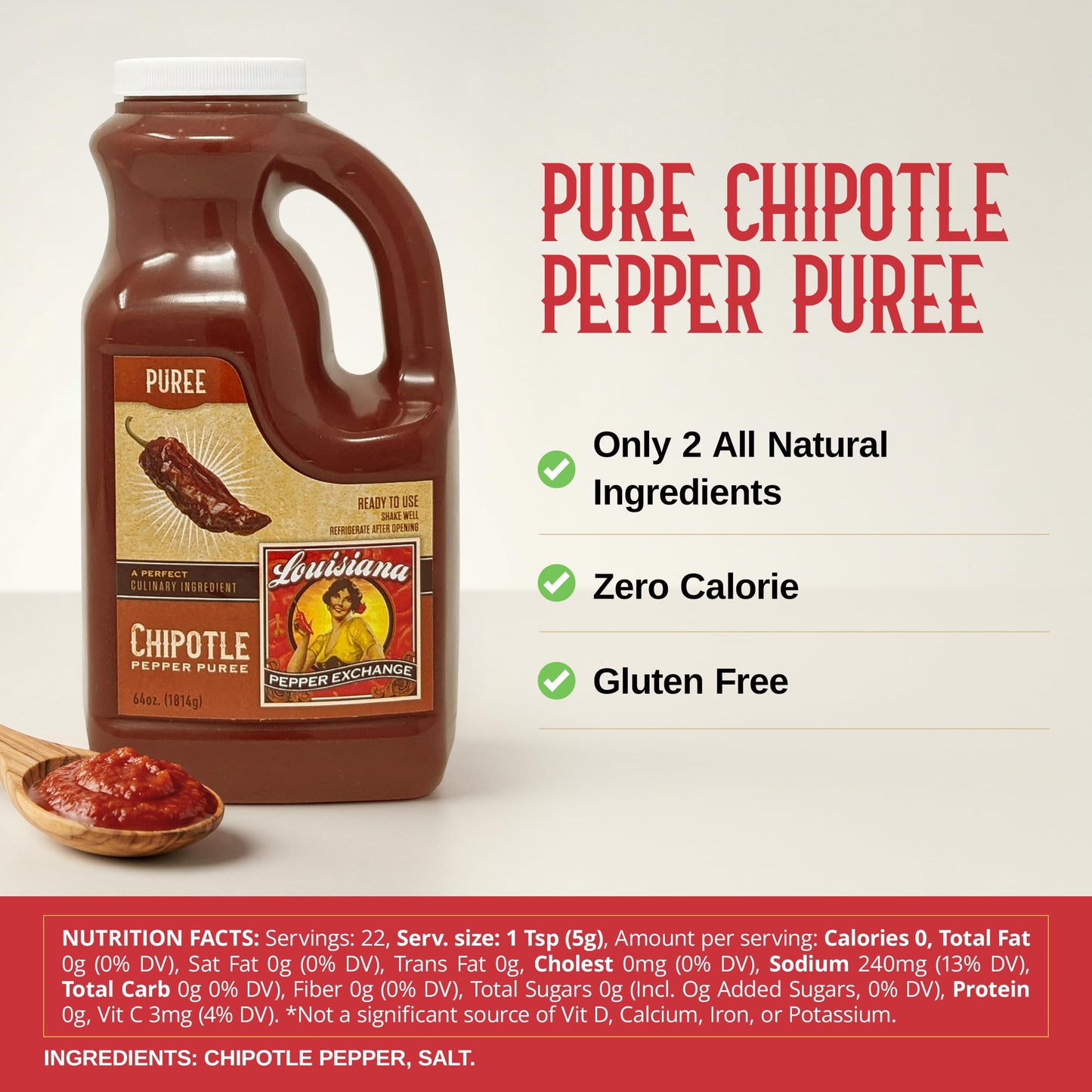 Chipotle Pepper - Louisiana Pepper Exchange - Fresh Pepper Replacement. Save Time and Money in the Kitchen, No More Food Waste. 64 Ounces, Perfect