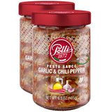 Polli Pesto Sauce Garlic & Chili Pepper With Extra Virgin Olive Oil | Pasta Risotto and Bruschetta Sauce | Spicy, Made In Italy - 2 Pack (6.5 oz Each)
