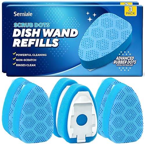 Scrub Dots Dishwand Refills for Scotch-Brite Dishwand, Non Scratch Scrubber Replacement Sponge Head, Heavy Duty Dish Wand Brush Refill, Dish Soap