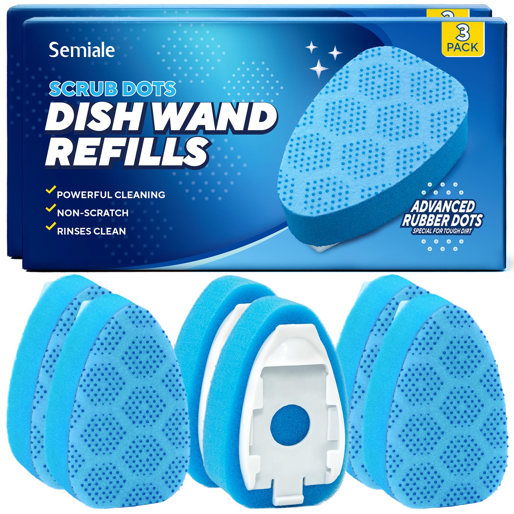 Scrub Dots Dishwand Refills for Scotch-Brite Dishwand, Non Scratch Scrubber Replacement Sponge Head, Heavy Duty Dish Wand Brush Refill, Dish Soap