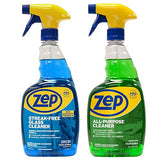 Zep All-Purpose Cleaner 32 oz (1 Unit) and Zep Streak-Free Glass Cleaner 32 oz (1 Unit) ECBD050 - All-Purpose Surface Cleaner and Streak-Free Glass