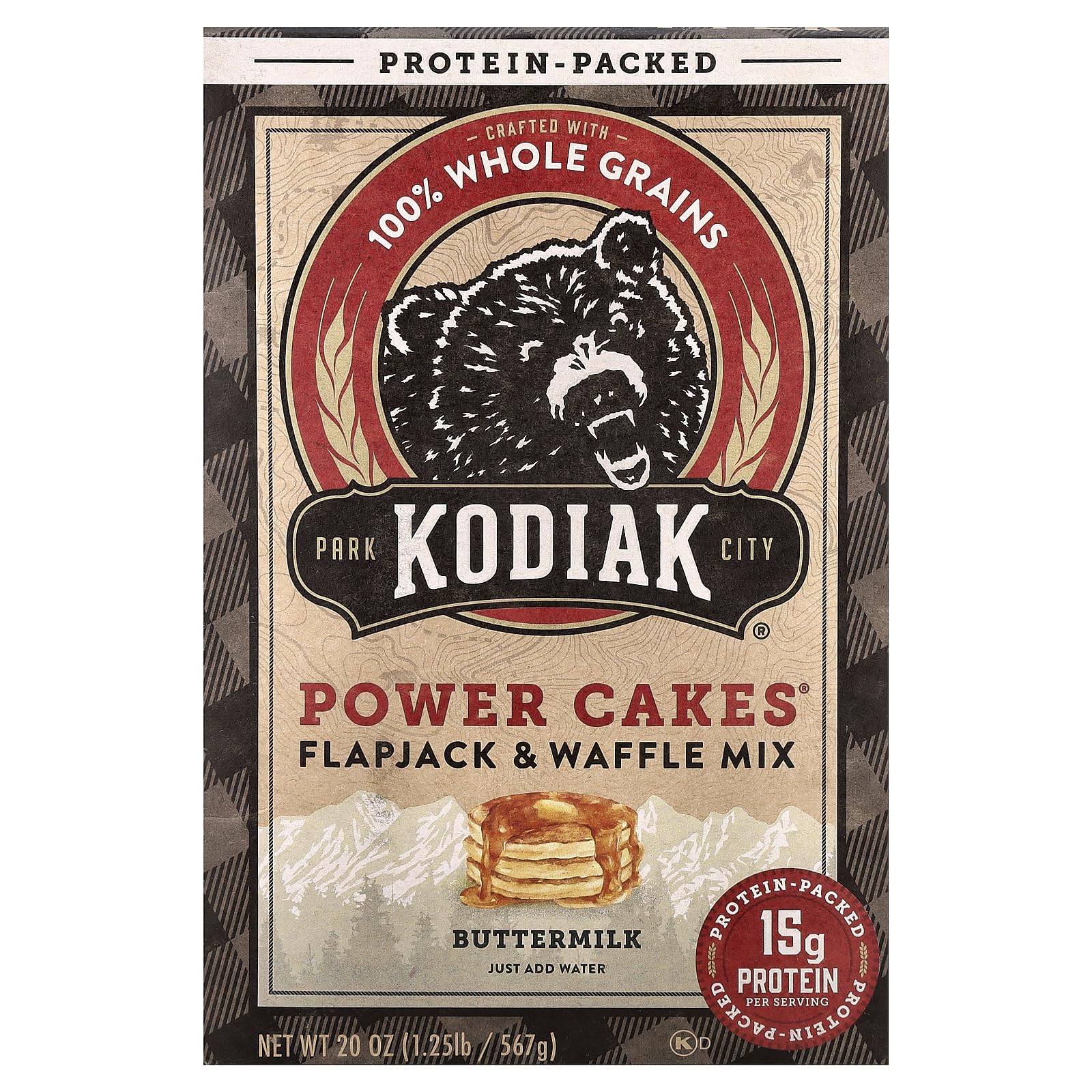 Kodiak, Power Cakes Flapjack and Waffle Mix, 20 Ounce