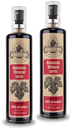 Ellora Farms, Balsamic Vinegar in glass spray bottle, Clog-free, Single Origin Greece, all-natural, 3.38 oz, Pack of 2
