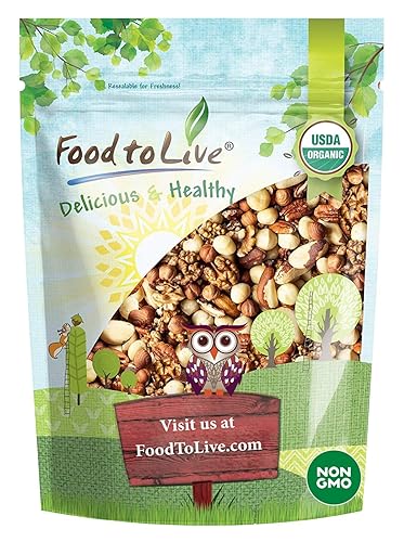 Food to Live Organic Keto Raw Nuts Mix, 8 Ounces - Snack Contains Non-GMO Brazil Nuts, Pecans, Walnuts, Hazelnuts & Macadamia Nuts, Low Carb Vegan