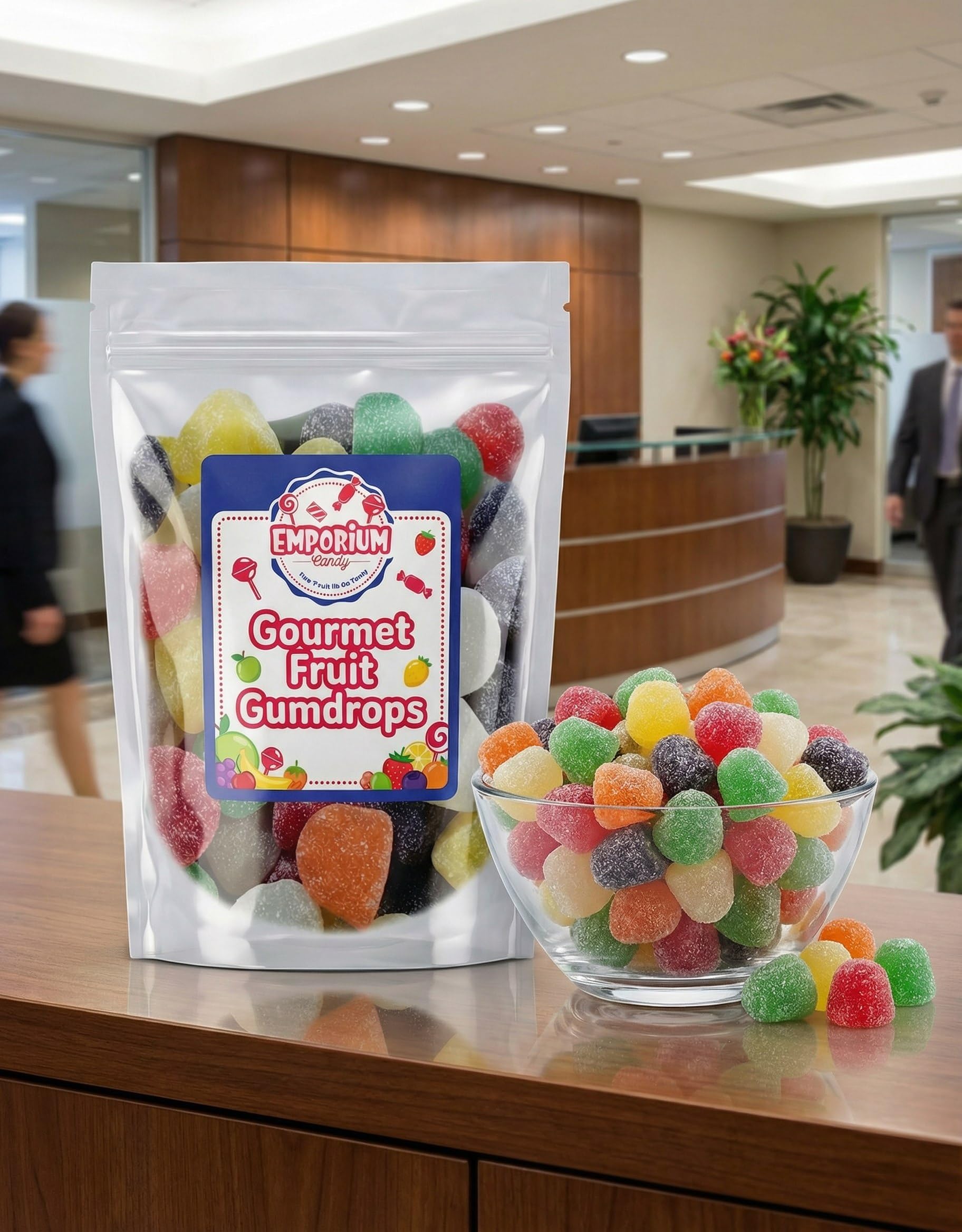 Gourmet Gumdrop Candy Assortment - 2 lbs of Fresh Fruity Chewy Sweets Cherry Orange Grape Lime Lemon Pineapple Sugar Sanded Treat