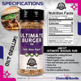 Pit Boss Ultimate Burger Premium BBQ Barbecue Mixed Seasoning Spice & Rub 2 pk Choice Bundle (11 oz) + Guide & Keychain Bottle Opener (4 Items)!