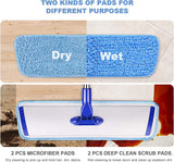 18" Professional Microfiber Mop Floor Cleaning mop, Flat Mop with Stainless Steel Handle,4 Reusable Washable Mop Pads and mop Pads Brush,Microfiber