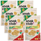 Snak Club Tajin Pineapple Rings Gummy Candy with Chili & Lime Seasoning, Gluten-Free, Vegan, 5 oz Resealable Bag (Pack of 6)