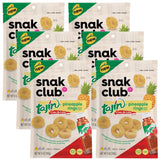 Snak Club Tajin Pineapple Rings Gummy Candy with Chili & Lime Seasoning, Gluten-Free, Vegan, 5 oz Resealable Bag (Pack of 6)