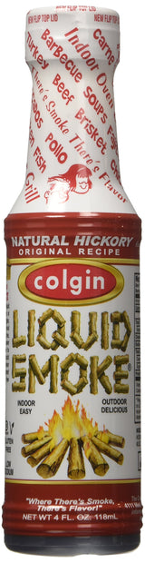 Colgin Authentic Hickory Liquid Smoke 4 oz for Home Cooks & BBQ Enthusiasts - Liquid Smoke for Cooking - Rich, Sweet Smoky Flavor for Meats, Sauces