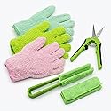 Nedfesdfh Microfiber Gloves for Plant Dusting,10 Pack Plants Cleaning Set with Leaf Cleaner Tong with Separate Cloth Covers and Garden Shear