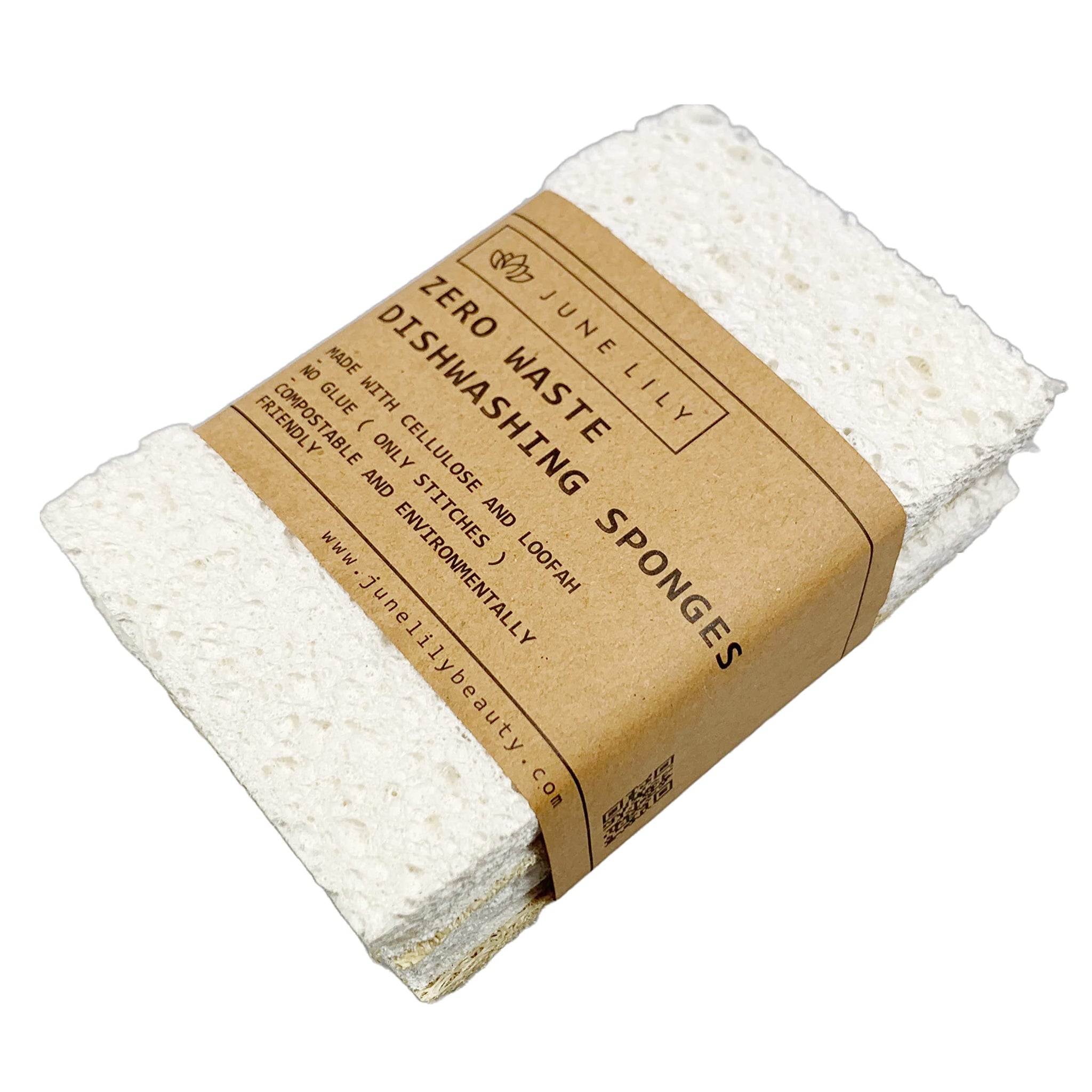 June Lily Natural Kitchen Dish Sponge Vegan Plant-Based for Dish Washing Home Cleaning - Each Pack Contains 2 Sponges (1 Pack)