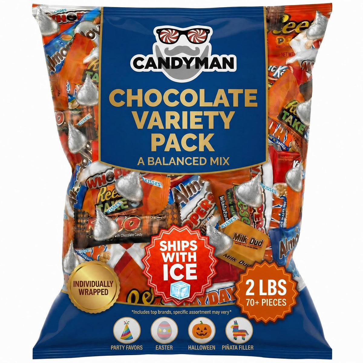 Candyman 12-Pound Bulk Chocolate Candy, Individually Wrapped Variety Pack